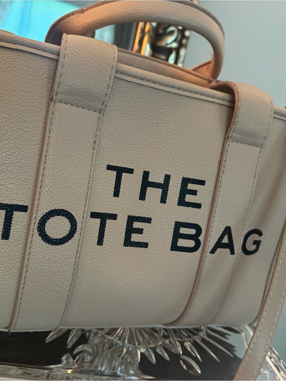 The Tote Bag Beige Crossbody Tote Bag